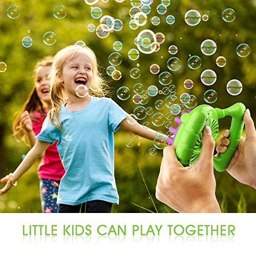 Baztoy Bubble Machine Handheld Bubble Blower Toy Outside Toys Birthday Parties Gifts Outdoor for Kids Toodlers Boys Girls with 2 Extra Bubbles Solution