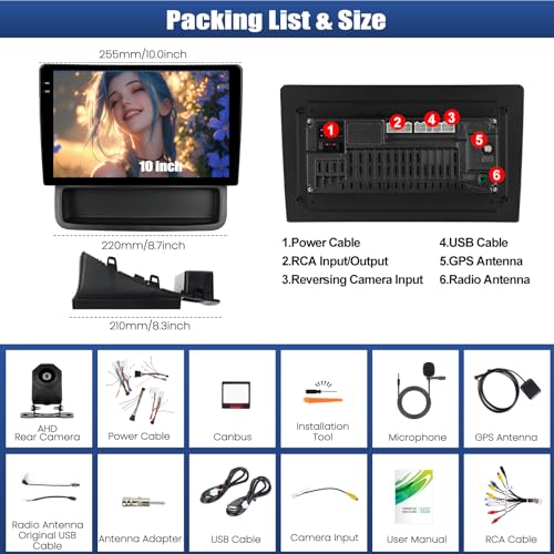 4+128G Android 15CAMECHO Car Radio for Renault Trafic 2 Opel Vivaro A Nissan Primate 2010-2014, 10 Inch GPS Radio with Bluetooth WiFi Wireless Carplay Android Auto FM RDS + Backup Camera