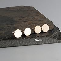 Gold Stud Earrings Flat Disc 7mm Minimalist Earring
