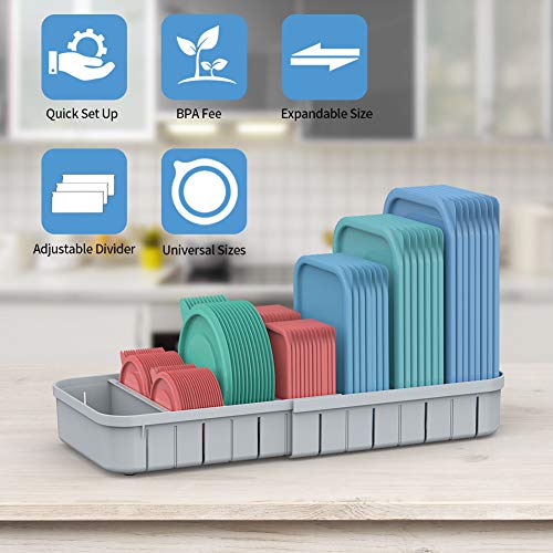 Expandable Food Container Lid Organizer, Extra Large Plastic Lid