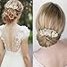 EVER FAITH Wedding Lace Flower Clear Crystal Ivory-Color Simulated Pearl Hair Comb