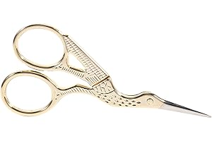 Luqeeg Vintage Embroidery Sewing Tools Durable Crane Shape Scissors Ideal for Fabric Craft Cutting 1Pc 2 Colors (Gold)