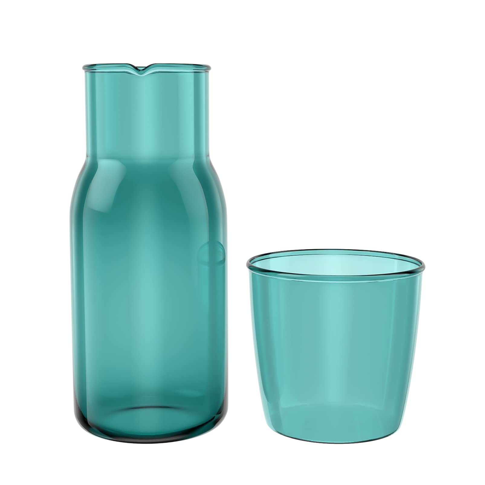 ABOOFAN Bedside Water Carafe with Tumbler Green Glass Bedside Night Water Carafe Set Pitcher Glass Water Cup Night Set 550ml for Midnight Drink Home Office Hotel