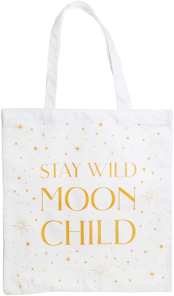 Sass & Belle Celestial Moon Child Tote Bag, White, Gold