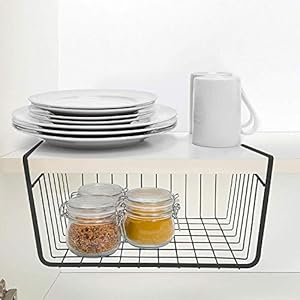 Ketsaal Pack of 1 Under Shelf Organizer Basket for Kitchen Cupboard/Almirah – 8 inch – (Black)