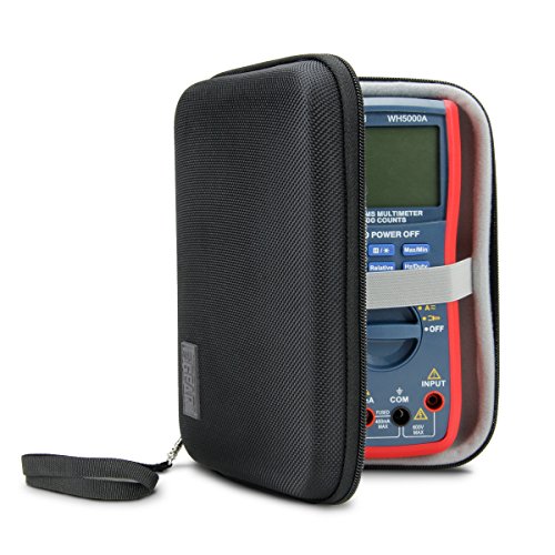 USA Gear Hard Digital Multimeter Tester Carrying Case - Voltage Tester Travel Case, Weather Resistant, Wrist Strap, Storage for Leads and Probes - Compatible with Fluke 87v, AstroAI WH5000A and More