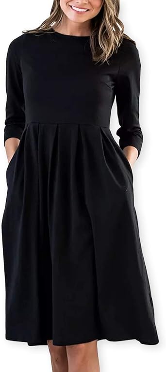 cotton three quarter sleeve dresses
