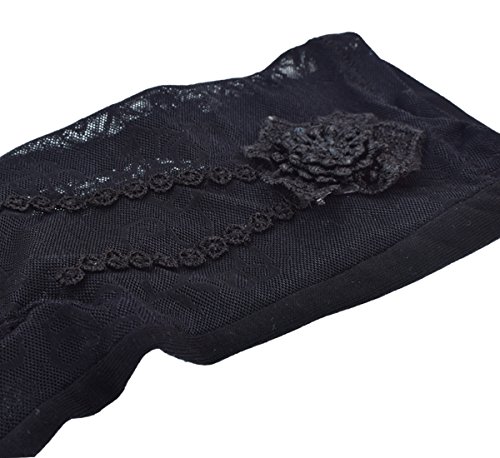 Nurbijar Summer Women UV Protection Touch Screen Lace Gloves-Black