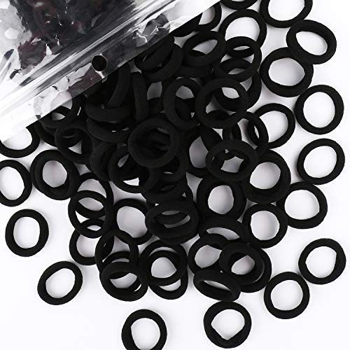 200PCS Black Baby Hair Bands – Mini Seamless Toddler Hair Ties – Soft Hair Elastics Ponytail Holders for Kids Toddlers Girls, 1 Inch in Diameter, Black, by NineTong
