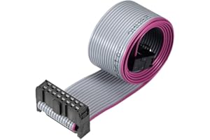 uxcell IDC Wire Flat Ribbon Cable FC/FC Connector A-Type 16Pins 2.54mm Pitch 50cm Length Gray