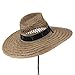 MinLee/Star/Vivian UV 50+ Designed Band Wide Brim Straw Hat - Palm Black OSFM