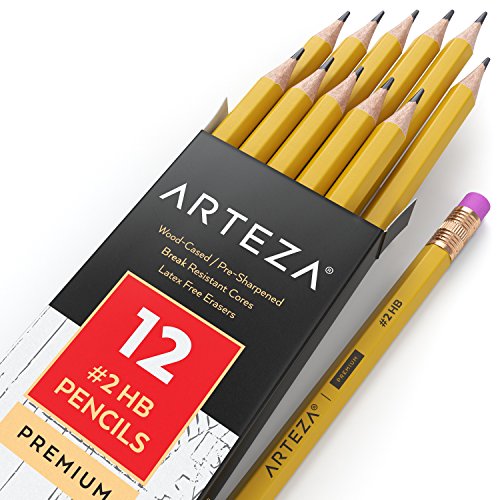 Arteza HB Pencils 2, Pack of 180, WoodCased Graphite Pencils in Bulk