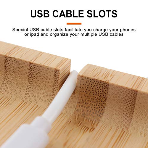 Bedside Tray Shelf,Bamboo Wooden College Dorm Room Bedside Tray with Phone Cable Slot,Bunk Bed Shelf for Top Bunk,Teens Nightstand for Bedroom