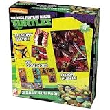 Teenage Mutant Ninja Turtles 3 in 1 Activity Game Box - TMNT Puzzle, Floor Dominoes, Memory Match