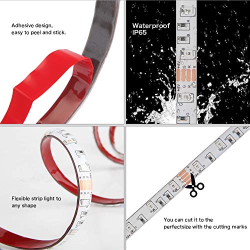 LED Strip Lights, BLIIFUU 5V Battery Case Flexible Powered RGB TV Backlight SMD 3528 IP65 Waterproof Strip Lights with 20 Keys Remote Control and Voice Control Multi Color Changing 2M/6.56ft - Thumbnail 3