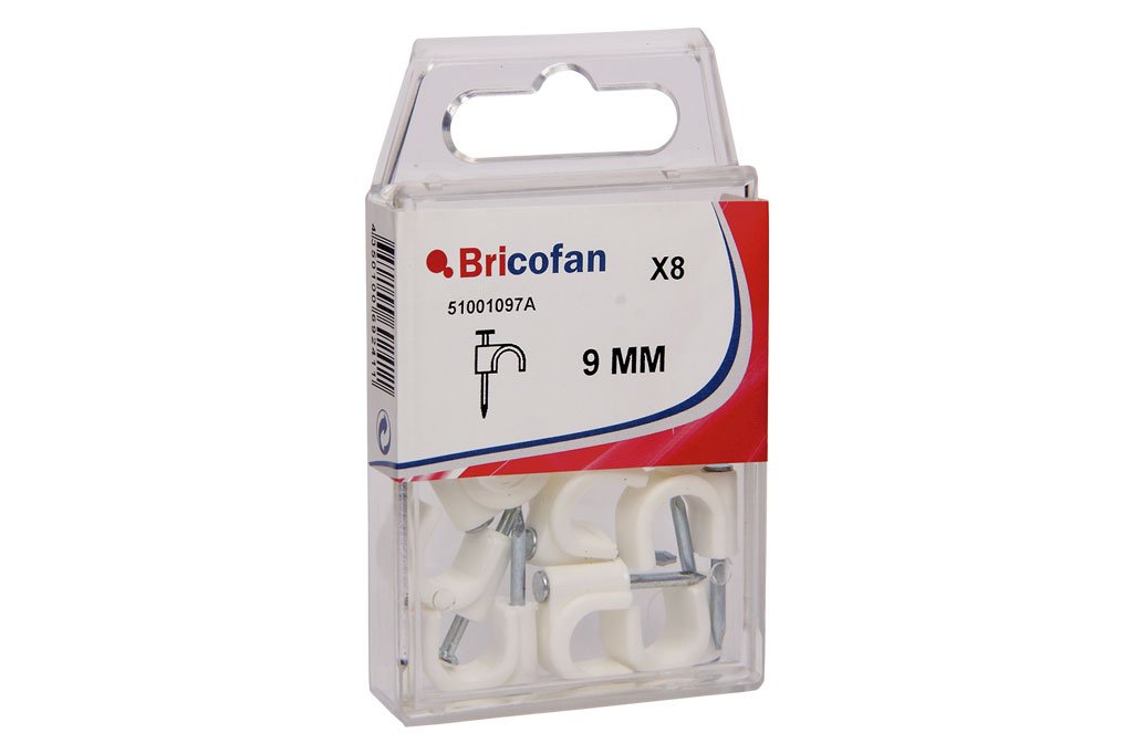 CoFan 51001097 A – Pack of 8 Round Plastic Cable Staples, 9 mm)