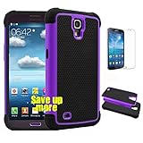 Galaxy Mega 6.3 I9200 Case, [Non-Slip] [Slim Perfect-Fit] [Drop Protection] [Shock-Absorption] [Impact Resistant] Hybrid Dual Layer Mega 6.3 Case, [Hard Plastic with TPU/ Soft Silicone] Protective Case Rubber Bumper Slim Cover Case for Samsung Galaxy Mega 6.3 I9200 + Screen Protector (Purple)