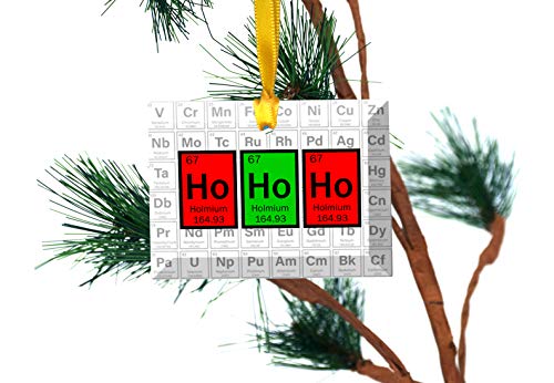 Ho Ho Ho Periodic Table of Elements Glass Christmas Ornament