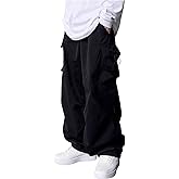 GORGLITTER Boy's Baggy Cargo Pants Elastic Waist Casual Loose Sweatpants Wide Leg Parachute Track Pant
