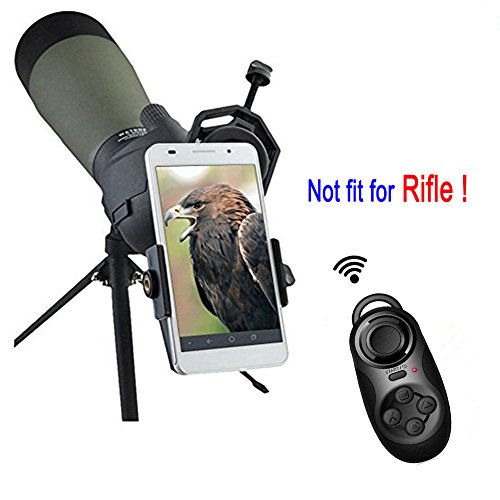 Universal Scope Cellphone Adapter Mount + Bluetooth Remote Controller- Universal Digiscoping Binocular, Telescope, Microscope, Monocular etc,Make your Scope a Wireless Camera