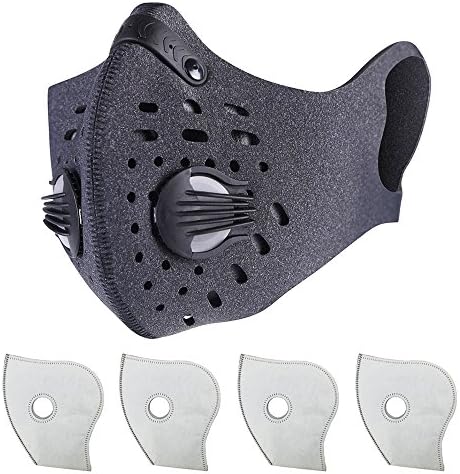 AxPower Dust Mask Anti Pollution PM2.5 Face Masks Washable and Reusable Dustproof Respirator Safety Mask with 2 Valves and 4 Activated Carbon N99 Filters Made for Men Women Outdoor Activities (Grey)
