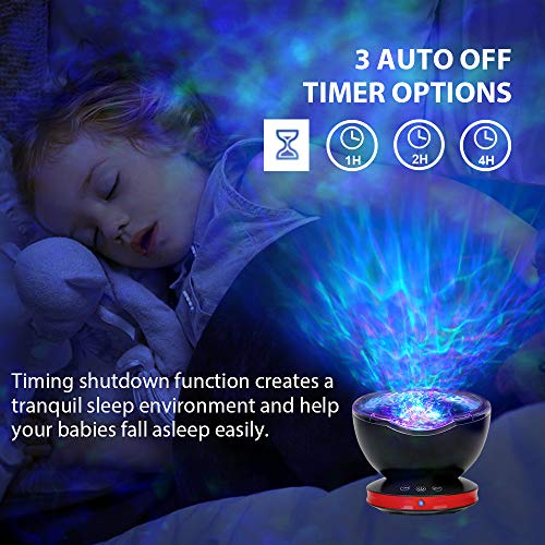 [Upgrade Version] Remote Control Ocean Wave Projector, Dostyle Light Projector 12 LEDs & 7 Colors Changing Modes Night Light and Built-in Mini Music Player for Kids Adults Bedroom Living Room- Black - Thumbnail 4