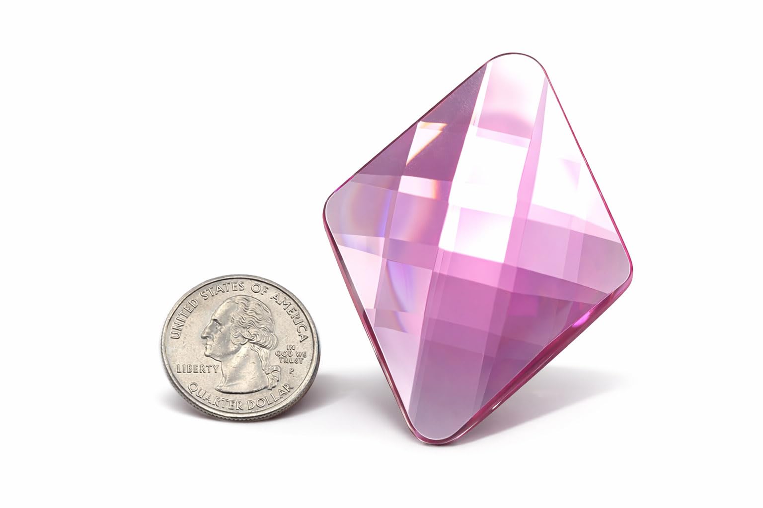 Allstarco 67x48mm Flat Back Extra Large Diamond Cosplay Gems Acrylic Big Rhinestones Plastic Jewels For Crafts Embelishments - 2 Pieces (Pink H112)