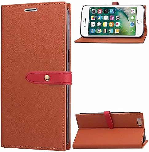 iphone 6 Slim Wallet Case,OTRON Shock-absorption Slim Fit Stand Book Design Purse Card Slot PU Leather Wallet Cover With ID&amp;Credit Card Pockets For Apple iPhone 6/ iPhone 6S [4.7 inch] (Brown-D)