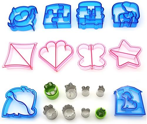Sandwich Cutter,10pcs Crust Cutters / Bread Cutter Shapes,with 8 mini Fruit Cutters by Hanzeek ,Toast Mold Cutter/DIY Pocket Sandwich Maker Creative Bread for Kids (10Sandwich cutter+8Fruit Cutter)