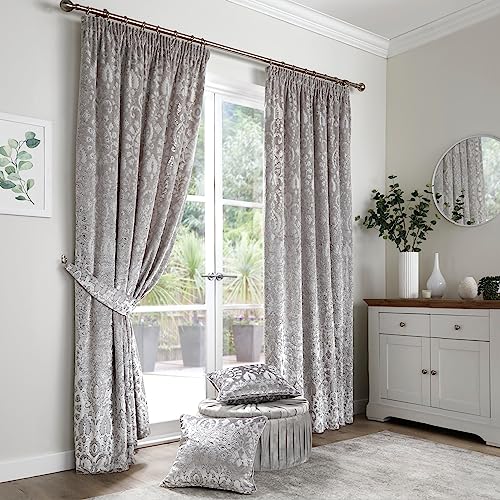 Curtina - Trinity – Par de Cortinas Plisadas de Jacquard – 168 x 137 cm en Plata