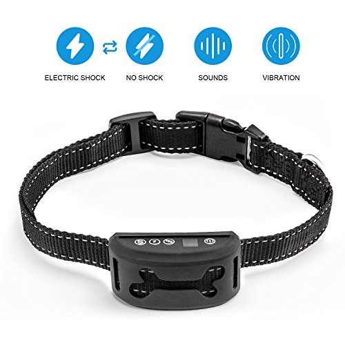 No Bark Collar [2017 New Version] Rechargeable Anti Bark Collar No Harm Shock Dog Control 7 Adjustable Sensitivity and Intensity Levels Bark Training Collar with Reflective Strap for All Sizes Dogs