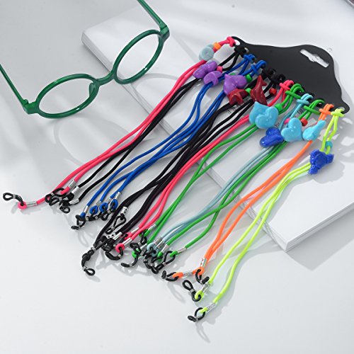 CROISSANT 12pcs Colorful Elastic Adjustable Nylon Cord Safety Kids Eyeglass Rope Chains Holder Eyewear Cord Neck Strap 【Exquisite Gift Packaging】