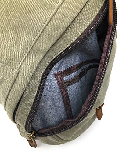 Nickanny's Conceal Carry Purse Multi Pocket Backpack Sling -Water Repellent Canvas for Women, Girls or Men-Unisex-Crossbody Convertible-Photography Rucksack Bag (Green Sling) - Thumbnail 3