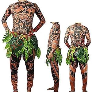 Moana Maui Tattoo T Shirt Pants Halloween Cosplay Costume Maui Costume Adult Men M L Xl Xxl Funtober