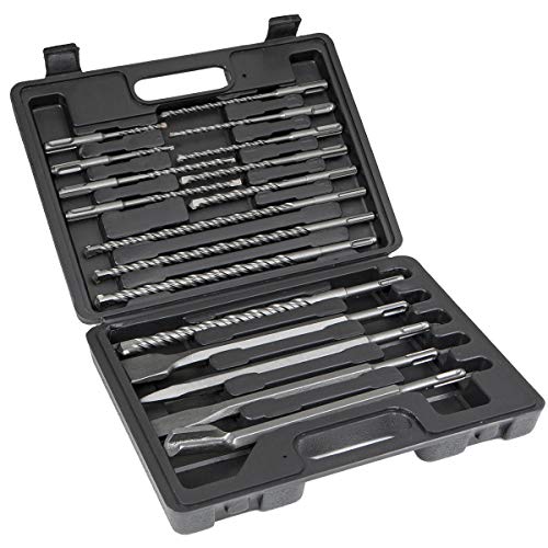 XtremepowerUS 17-Pieces Drill Bits & Chisel SDS Plus Rotary Hammer Bits Set with Case