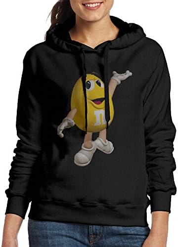 Zengshabi Women's M&amp;M's Chocolate Candy Character Face Hooded Sweatshirt Black
