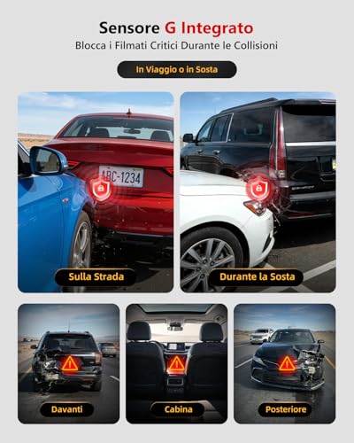 3 Channel Car Dashcam 4K, STARVIS 2 Night Vision and HDR with Front, Rear and Interior Dash Cam, Loop Recording, 24H Surveillance Parking, G-Sensor, WiFi 6, GPS and 64GB SD Card Included