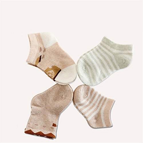 Monvecle 2 Pack Unisex Baby Infant to Toddler Thick Cotton Low-Cut Socks Tan 3-12M
