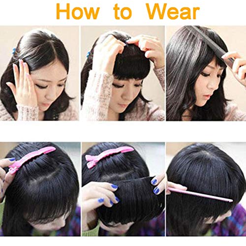 2Pcs Clip in Bangs Hair Extensions Thick Full Neat Bangs Fringe Hair