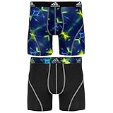 adidas Men's Sport Performance Climacool Boxer Brief Underwear (2 Pack), Solar Green/Grey/Black, XX-Large