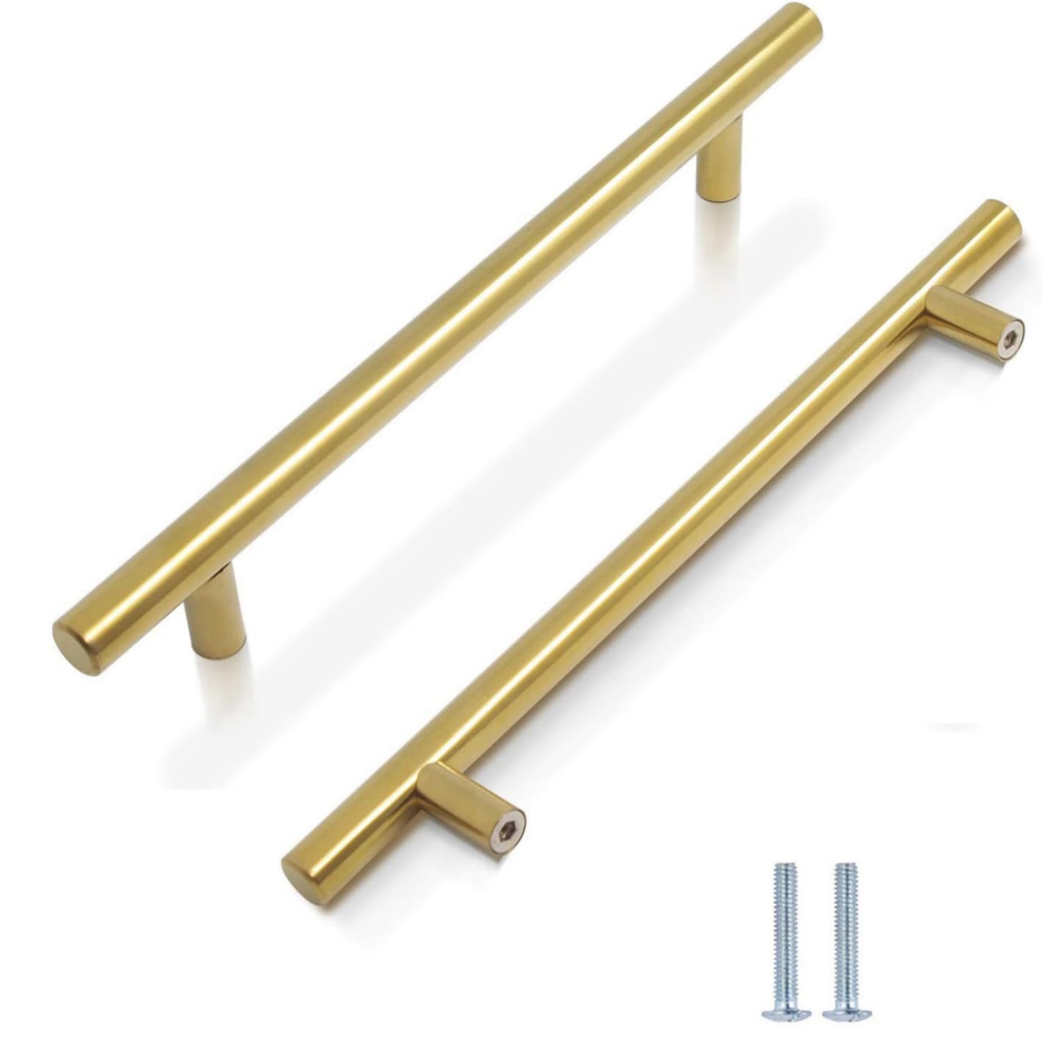 CCHONG 5 Pack Kitchen Cupboard Handles Stainless Steel Kitchen Door Handles Brushed Cabinet Handles Wardrobe Drawer (5 Pack Gold, Hole Centre 160mm)