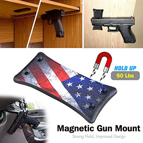 [2-Pack] Gun Magnet Mount, 50 Lbs Rating,Rubber Coated Gun Holder for Pistol, Handgun, Shotgun, Rifles, Revolvers, Safe, Hunting, Firearm Accessories, Using in Car, Truck, Wall, Desk, Vehicle and Home - Thumbnail 3