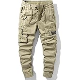Mens Cargo Joggers–Slim Fit Flex Work Pants with Belt Loops Elastic Waist Zipper Pockets Drawstring Waist–Dynamics LLC