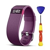 UMTELE Replacement Bands for Charge HR, Soft Silicone Interchangeable Strap with Metal Buckle Clasp for Fitbit Charge Heart Rate Wristband, Purple, Large