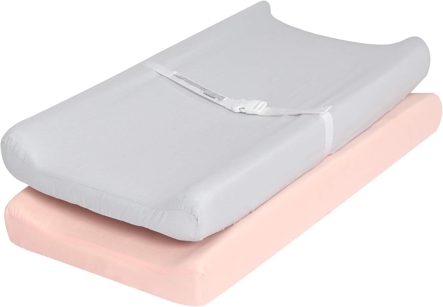 Designthology (U.S.) Changing Pad Cover Set 100% Cotton Muslin 2 Pack, Gray & Peachy Pink - Soft & Breathable for Boys and Girls
