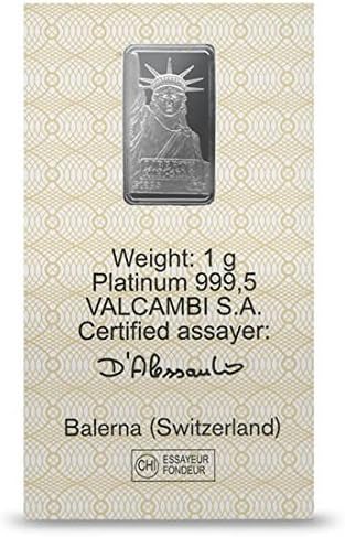 1 Gram Credit Suisse Statue Of Liberty Platinum Bar (New in Assay)