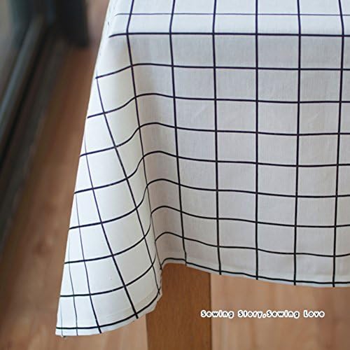 Nordic geometric patterned cotton fabric/ Japanese simple Plaid table cloth/ table/ square round table/ Gabe-A 200x140cm(79x55inch)
