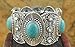 SunIfSnow Retro Silver Carved Oval Turquoise Six Rhinestone Wide Bracelet