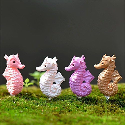 COOLTOP 4pcs Miniature Seahorse Micro Landscape Fairy Garden Dollhouse DIY Kit Plant Pots Bonsai Craft Decor