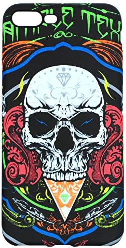 iPhone 7 Plus Phone Case Luminous Fluorescent Phone Cover Soft TPU Protection Shell Case Scratch-Resistant Creative Skull Outlook (Redhead Skull)